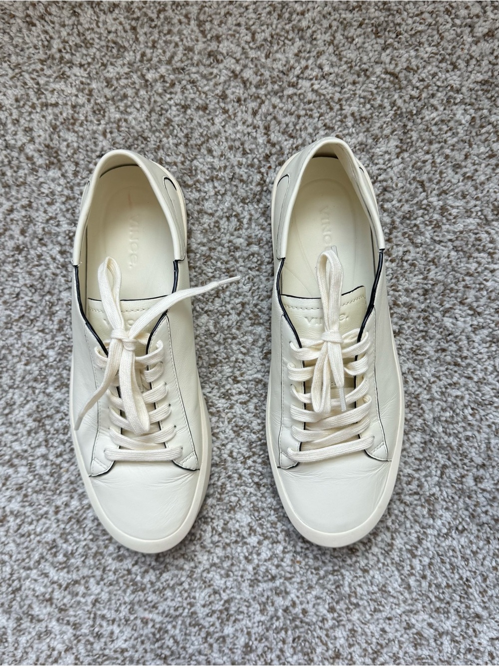 Vince Gabi Dipped Platform White Leather Sneakers Size 8.5 M Excellent